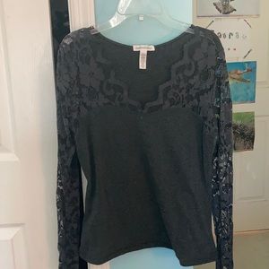 Lacy dark long sleeve shirt.